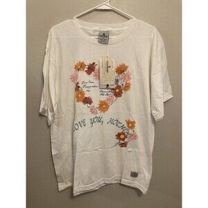 Postmark American Wear Women’s Top White Floral Heart 100% Cotton Size Large NWT